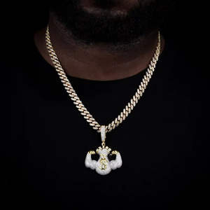 Colgante de Cartera Estilo Punk Hip Hop para Hombre, Plata de Ley 925 con Baño de Rodio y Oro de 14K, Moissanita, Unisex, Diseño de Bolsa de Dinero, Culturismo - Product Image 2