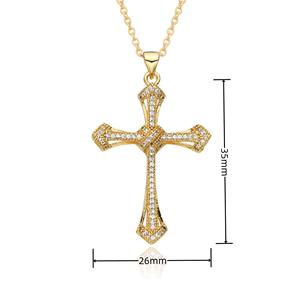 Fengyuan fabbrica Custom Hip-hop collana religiosa cristiana Unisex ottone Micro intarsio zircone croce ciondolo argento/placcato oro - Product Image 3