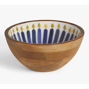 Luxurious 2025 Eco-Friendly Printed Enamel Decal High Quality Serving <b>Bowls</b> Handmade Natural <b>Wood</b> <b>Salad</b> <b>Bowl</b> for Parties - Product Image 1