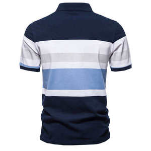 เสื้อโปโลสำหรับผู้ชายเสื้อลำลองแขนสั้นผ้าคอตตอนสีล้วนพิมพ์โลโก้ตามสั่ง - Product Image 4