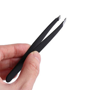 Pince à épiler et outil pour cils en acier inoxydable de haute qualité à pointe inclinée en 2 pièces pour le maquillage - Product Image 6