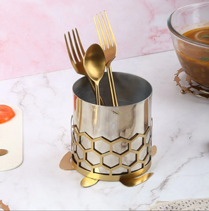 Porte-ustensiles rond de cuisine Base lestée pour la stabilité Pot à ustensiles avec séparateur amovible Porte-ustensiles pour fourchettes Spatule - Product Image 6