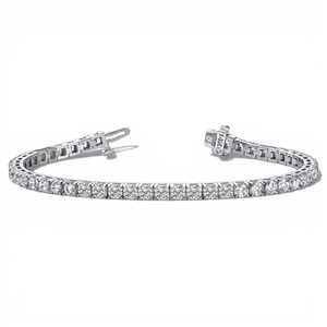Bracelet Tennis élégant en platine de style panier carré - Product Image 1