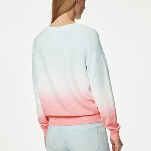 Sudadera de Cuello Redondo para Mujer, Color Degradado, Corte Regular, Manga Larga, Tejido de Algodón, Estilo Veraniego - Product Image 2