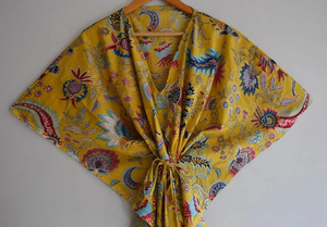 เสื้อคลุมอาบน้ำคอตตอนน้ำหนักเบา, เสื้อคลุมแขนยาวพิมพ์ลายดอกไม้ดีไซน์สวยธรรมชาติ - Product Image 6