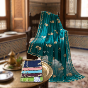 Nouveau Châle Hijab en Chiffon Élégant pour Femme, Broderie Florale, Strass, Luxe, Respirant, Longue Écharpe Quotidienne Toutes Saisons, Vente en Gros - Product Image 2