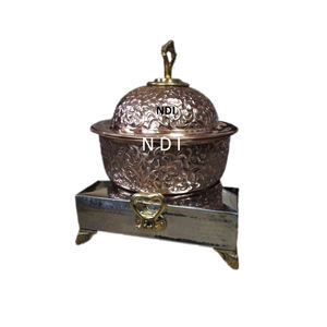 Hammered Design Dish <b>Food</b> <b>Warmer</b> <b>Buffet</b> Server Dishes Wedding Parties Catering Serving Chafing Dish With Black Stand - Product Image 3