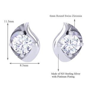 Boucles d'oreilles solitaires Clara en argent sterling 925 avec zircone suisse et plaqué platine, forme goutte d'eau, cadeau pour femmes et filles - Product Image 4