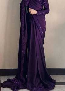 Sari Tradicional de Poliéster con Bordado Pesado para Bodas, Fiestas y Festivales, Diseño Elegante, Largo hasta el Suelo - Product Image 6