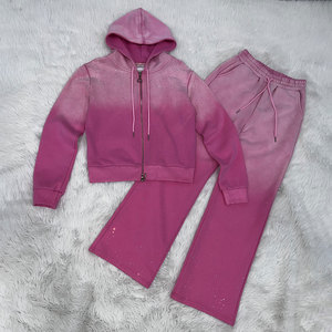 Conjunto de Sudadera con Capucha y Pantalones Deportivos de Manga Larga Ecológicos para Invierno, con Pedrería, Chándal de Algodón Brillante y Sencillo - Product Image 1