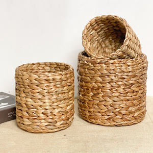 Panier décoratif en jacinthe d'eau pour plantes, pot pour plantes, support et présentoir, pot tissé à la main - Product Image 6