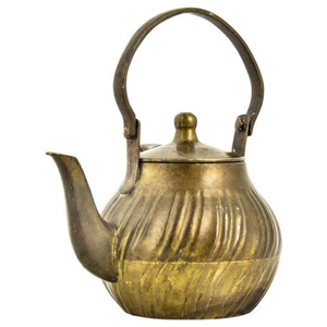 This antique brass tea pot is a rare collectible Indian classical design for kitchen and home. - Product Image 1
