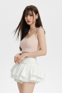 Haut court côtelé 100% coton pour femme respirant, lavable, durable et chic vêtements pour femmes ensemble 2 pièces vêtements de mode Vietnam - Product Image 2