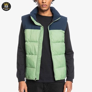 Canvas Stand Collar <b>Men's</b> Winter Puffer <b>Vest</b> Jacket with <b>Multi</b> Pockets Customizable Design Waterproof & Reversible - Product Image 1
