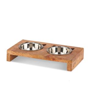 Best Hot sale simple wooden bone shape double <b>dog</b> <b>bowl</b> stand with <b>raised</b> legs lightweight durable pet feeder stylish pet feeding - Product Image 3