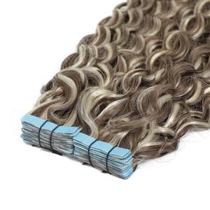 Extensions de cheveux bouclés à la kératine 3B # 8a/60 Brun Cendré & Mèches Blond Platine 20 pouces - Product Image 3