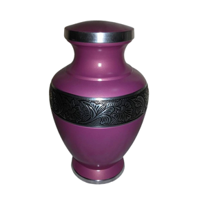 Urne funéraire décorative en métal de luxe pour adulte, fabriquée à la main avec une finition texturée bleue et une bande argentée gravée personnalisée. - Product Image 4