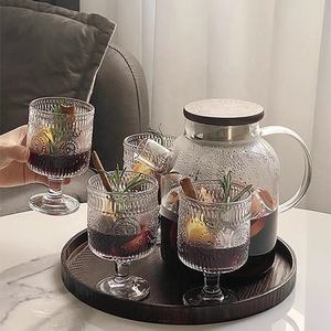 크리스마스 레트로 와인 잔 세트 6 <span class=keywords><strong>mulled</strong></span> 해바라기 모양 줄무늬 양각 마시는 컵 주전자 와인 잔 이벤트 양초 만들기 - Product Image 4