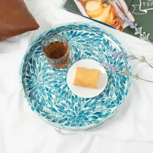 Nouveau choix plateau rond en nacre avec poignée assiettes à vaisselle personnalisées pour la décoration de table de la main au Vietnam - Product Image 4
