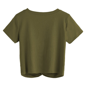 เสื้อครอปท็อปผู้หญิง ผ้าฝ้าย 100% เป็นมิตรกับสิ่งแวดล้อม สำหรับฤดูร้อน ออกแบบเองได้ แขนสั้น คุณภาพสูง แบบเรียบ - Product Image 2