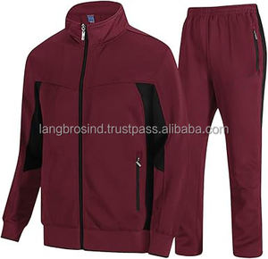 Ropa de entrenamiento Unisex atlética informal para hombre, chándal de calentamiento de invierno con cremallera completa de 2 piezas, tallas para adultos para correr, pista, tallas Unisex - Product Image 1
