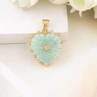 Pendentif en Amazonite Naturelle et Quartz CZ, Bijoux élégants sculptés en forme de coeur, Collier à breloques minuscules en pierres précieuses faites à la main, Cadeau pour elle