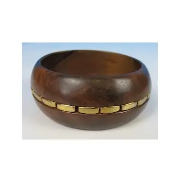 Pulseira de bronze & madeira, bracelete de madeira natural e metal para presente
