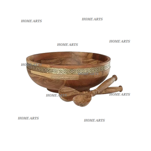Fantastic Design <b>Wooden</b> Mixing Bowl With Metal Handle Round Shape Food Serving Bowl At Acceptable Price - Product Image 6