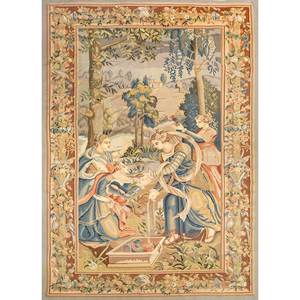 ผ้าแขวนผนังลายโบฮีเมียนสีน้ำเงินวาซาบิ/บิจู (ผลิตประมาณปี 1990) สำหรับตกแต่งผนังสำนักงานกลางแจ้งและแขวนประดับสไตล์คริสต์มาส - Product Image 1