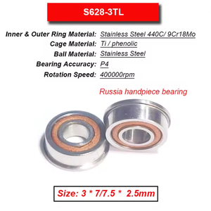 Hoogwaardige, stille Russische tandheelkundige handstukken S628-2.35TL S628-3TL, miniatuur, roestvrij staal, hybride keramische kogelconstructie - Product Image 2