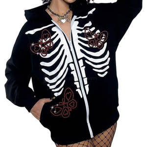 High Quality OEM Women's Plus Size Winter Fleece <b>Lined</b> <b>Hoodie</b> 100% Cotton Rhinestone Embellishment Custom Logo Print Plain Dyed - Product Image 2