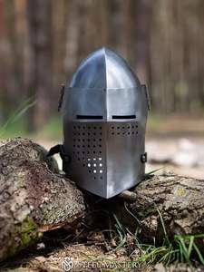 Auténtico casco de caballero medieval Bascinet | Traje de armadura de acero para SCA y juego de rol | Acabado plateado de tamaño adulto - Product Image 2