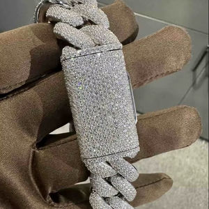 Bracelet en argent sterling 925 avec moissanite VVS, 20 mm, 8 pouces, plaqué or blanc - Product Image 1