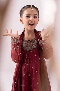 Pakistani <b>Kids</b> Girls Party Wear Designer Gown Style Fancy <b>Dress</b> with Embroidery 100% Acrylic Formal Wear <b>for</b> Festive Occasions - Product Image 2