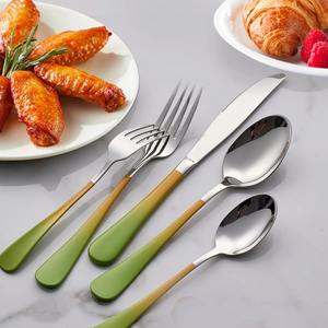 Orange et vert nuances poignée argent fini tête couverts couverts en acier inoxydable pour la maison cuisine Restaurant salle à manger utilisation - Product Image 6