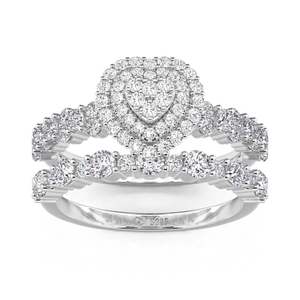 แหวนหมั้นรูปหัวใจสองวง Jeulia ทำจากเงินสเตอร์ลิง - Product Image 1
