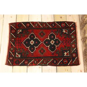 Tapis turc vintage, petit tapis de 1,6 x 2,4 pieds, tapis en laine patchwork rouge et noir - Product Image 2
