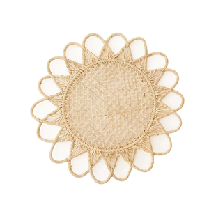 Style bohème artisanat 100% napperon rond en rotin écologique décoration de table de couleur naturelle faite à la main au Vietnam - Product Image 5