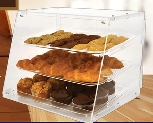 Top-Bán đa Tier <span class=keywords><strong>Acrylic</strong></span> bánh tráng miệng hiển thị trường hợp đứng rõ ràng <span class=keywords><strong>Acrylic</strong></span> Bánh Mì Bánh Showcase với cửa chốt từ - Product Image 4