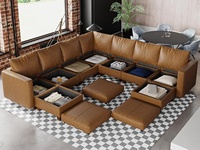Canapé modulable en cuir modulable en forme de U à 9 places Mobilier de salon convertible