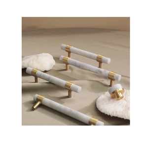 Commode Design de luxe marbre naturel et laiton armoire meubles poignées marbre tiroir bouton chambre d'hôtel portes poignées meilleure vente - Product Image 3