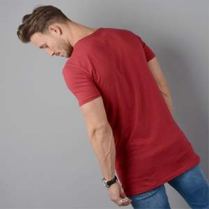 T-shirt palangre rouge rose pour homme-Coupe ajustée, manches courtes, 100% coton peigné à anneaux fins, 200g/m2 - Product Image 4