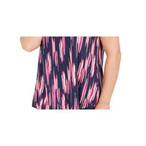 JM Collection Haut imprimé respirant à manches courtes pour femme, bleu marine, plusieurs tailles, taille moyenne - Product Image 3