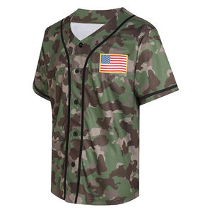 Camiseta de Béisbol de Camuflaje Sublimada con Estampado Personalizado OEM, Transpirable, 100% Poliéster, Antibacteriana, Absorbe la Humedad, Talla Grande - Product Image 1