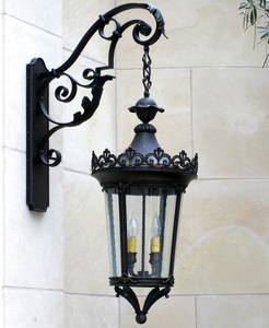 Classic <b>black</b> metal iron <b>lantern</b> with powder-coated rust-resistant finished for stylish home entryway or porch decor - Product Image 4