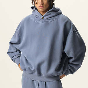 Sweat-shirt à capuche oversize vintage pour homme, fermeture éclair, manches longues, avec poches, lavage à l'acide, streetwear, sweat-shirt en molleton, veste - Product Image 1