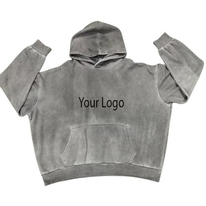 Sudadera con Capucha Gris Lavado con Logotipo Personalizado, Sudadera con Capucha Estilo Vintage con Bolsillo Canguro, Sudadera con Capucha Unisex de Algodón Grueso - Product Image 1