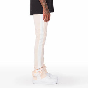 กางเกงวอร์มขาบานสำหรับผู้ชายกางเกงลำลองขายาวแบบเย็บปะติดเอวยางยืดแบบเรียงซ้อน - Product Image 3