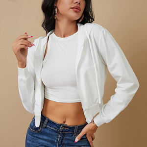 High quality Ladies Blank <b>GYM</b> <b>Long</b> <b>Sleeve</b> Tracksuit Crop <b>Tops</b> Crop <b>top</b> Sweatshirt Custom LOGO Cropped Hoodies New Arrival - Product Image 3