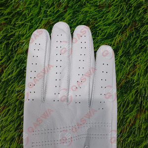 Logo personnalisé et design Gants de golf en cuir de couleur blanche avec fermeture à crochet et boucle du doigt droit - Product Image 5